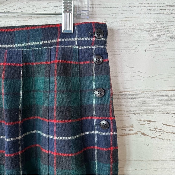 VINTAGE 80s Plaid Pleated Wool Midi Skirts Lot of TWO Academia Made in USA - Picture 3 of 15